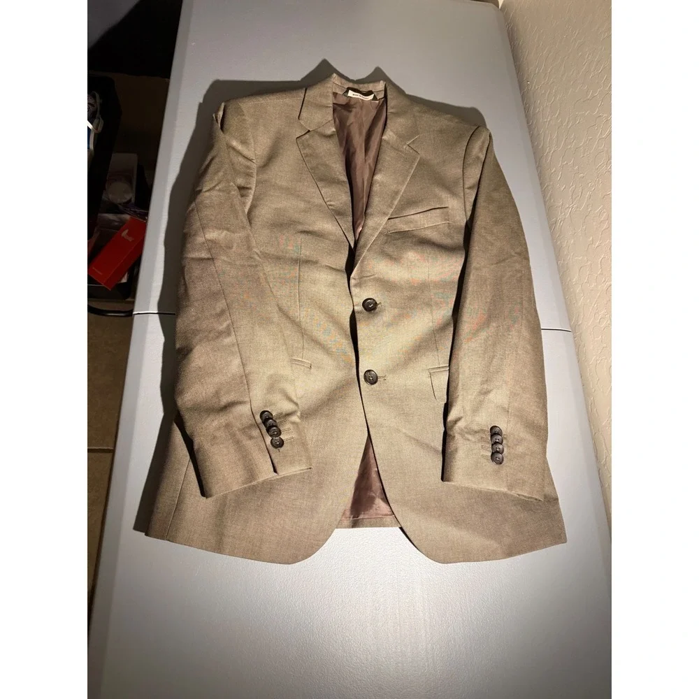 Banana Republic Mens 38S Tailored Slim Blazer Brown Stripe Sport Coat 924410-00